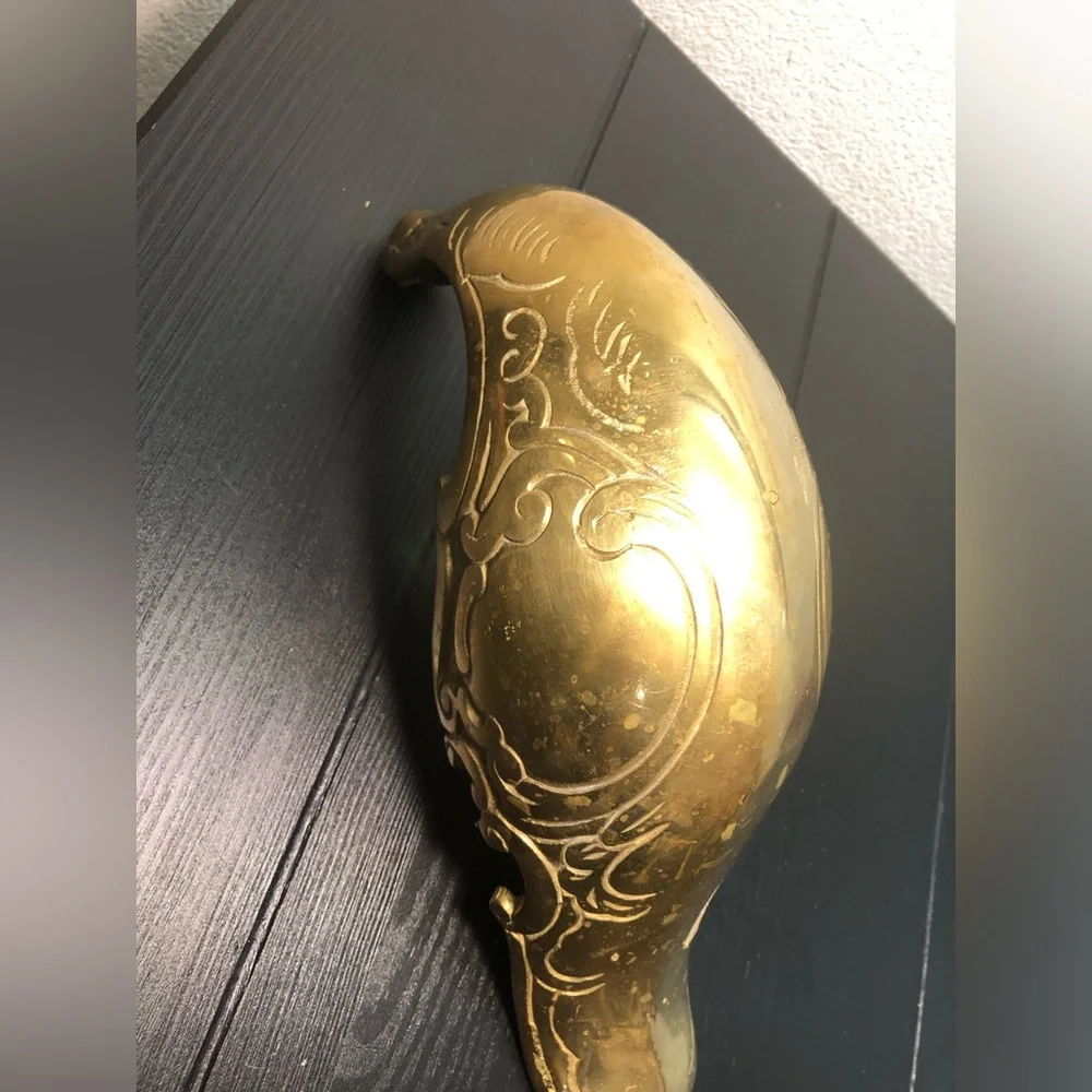 VINTAGE  LARGE BRASS REINDEER SLEIGH CHERUB SET CHRISTMAS HEAVY